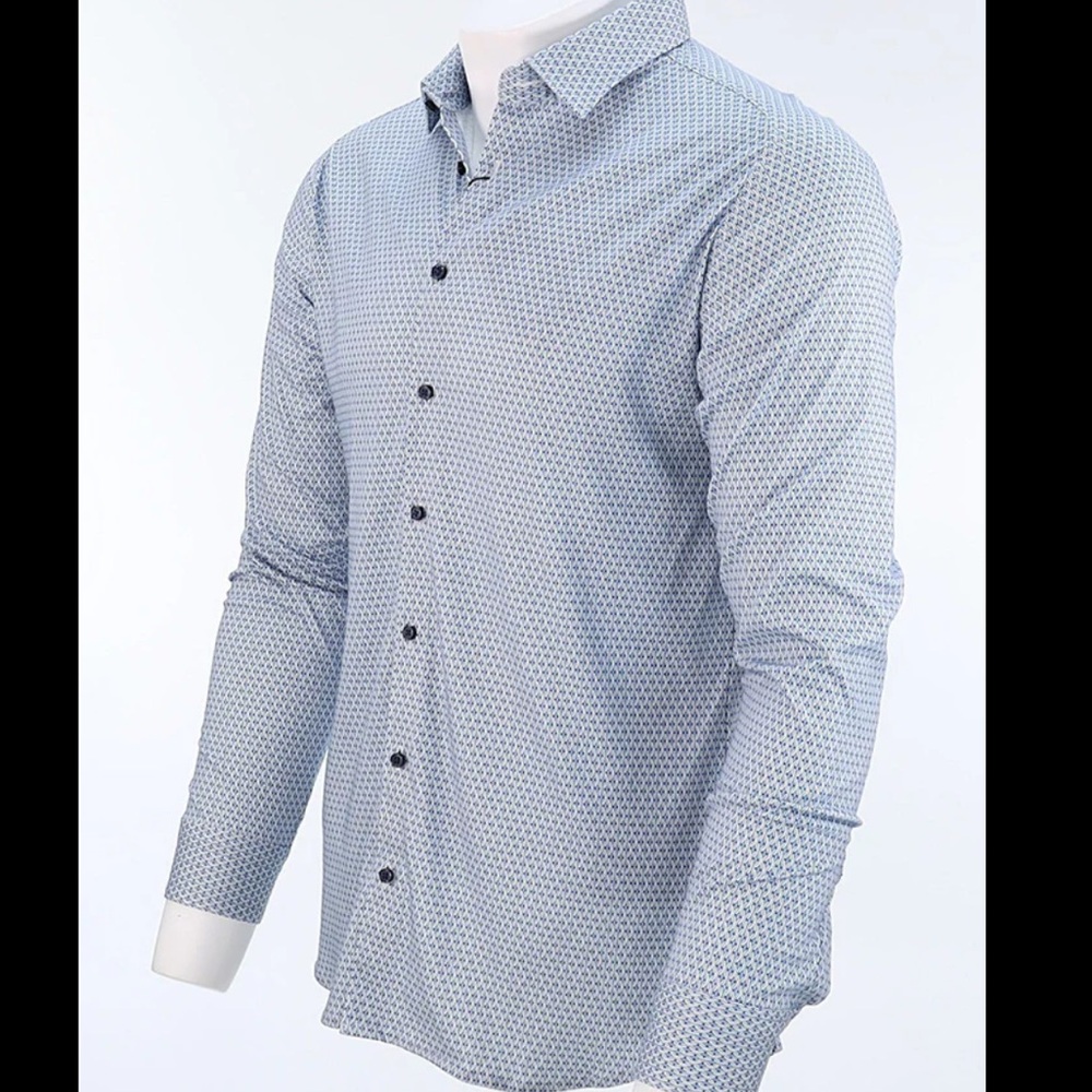 NWT Desoto Long Sleeve Button Up Shirt Men Sz M 100% Cotton Blue Floral